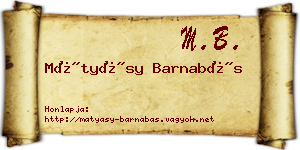 Mátyásy Barnabás névjegykártya