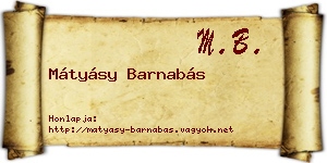 Mátyásy Barnabás névjegykártya